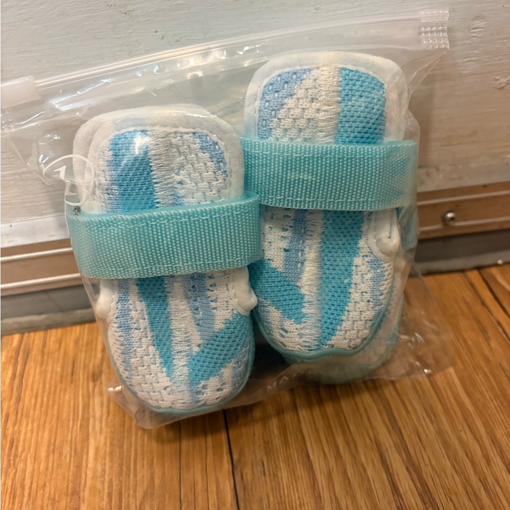 Sky Blue and White Dog Booties